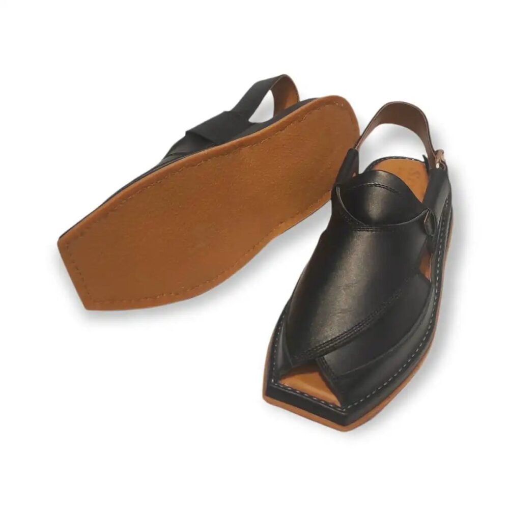 Black Leather Fancy Chappal