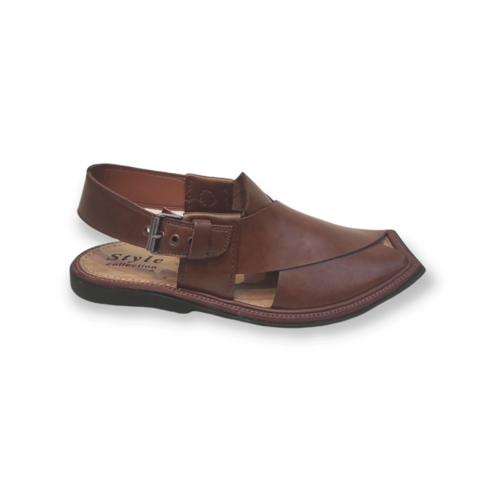 Red Traditional Design Peshawari Chappal - Image 3
