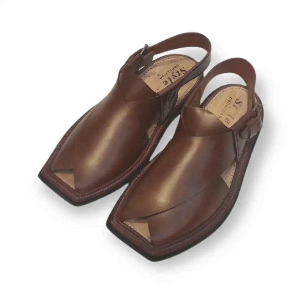 Red Traditional Design Peshawari Chappal