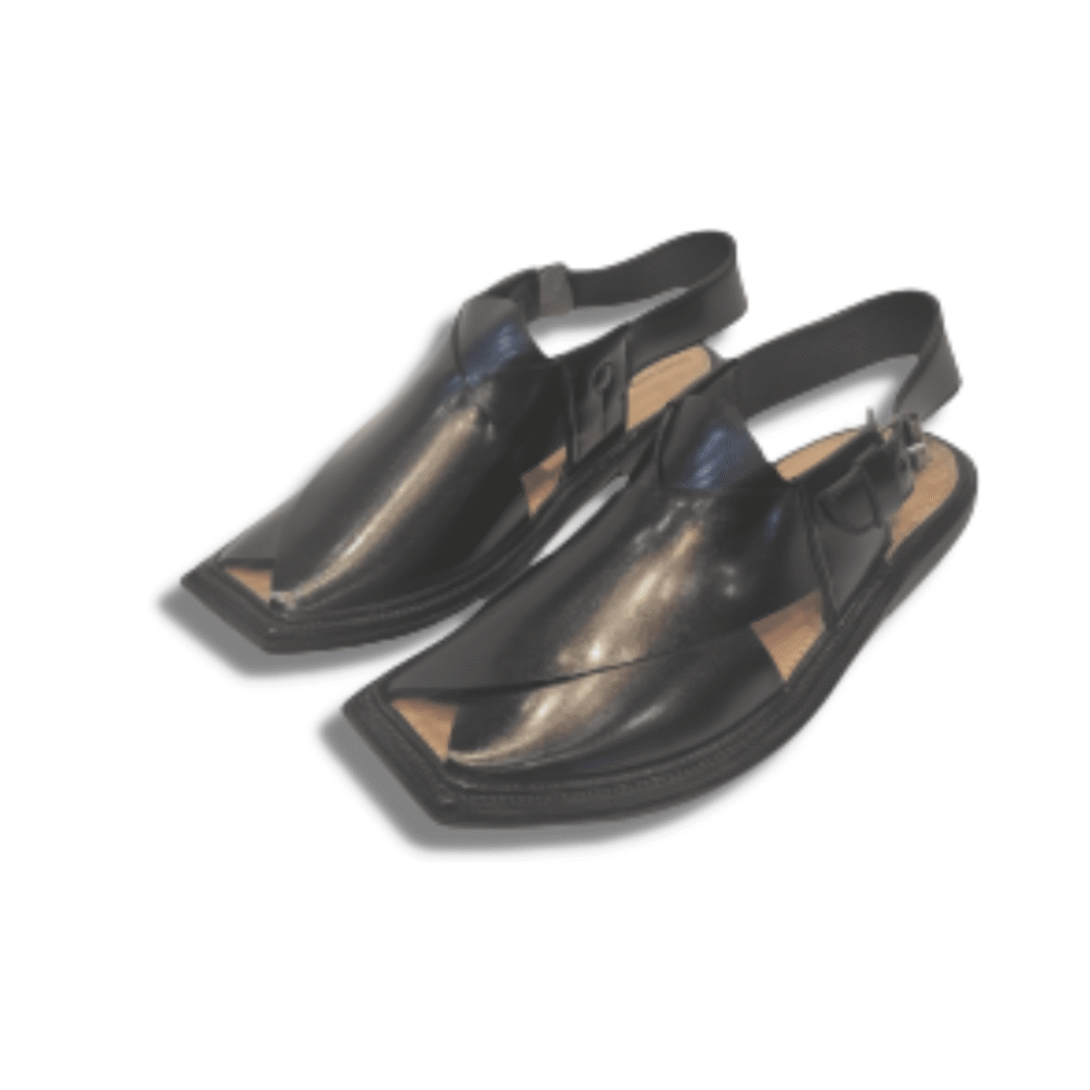 Black Traditional Design Peshawari Chappal