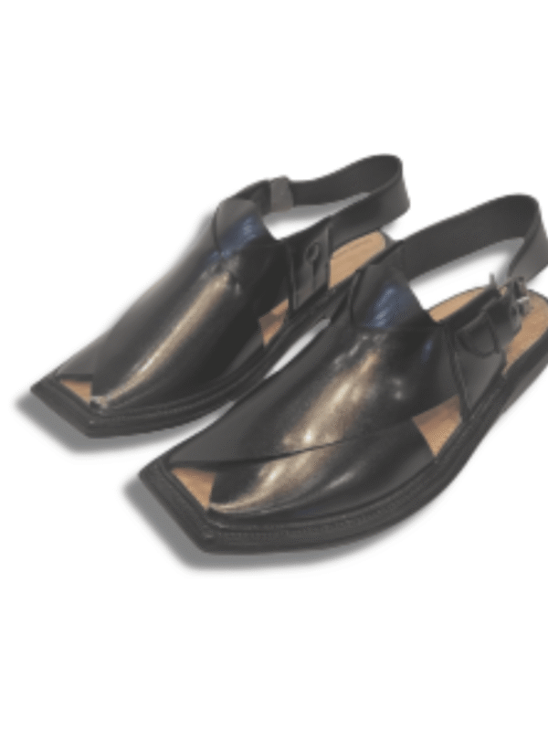 Black Traditional Design Peshawari Chappal